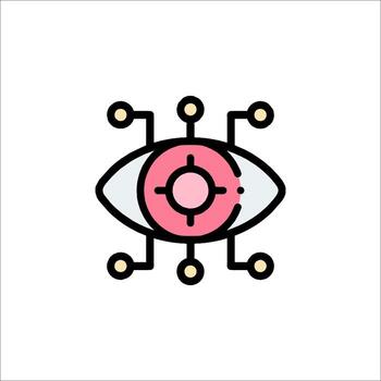 An eye icon with a computer and a computer chip vector