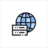 A server with a globe icon on it vector