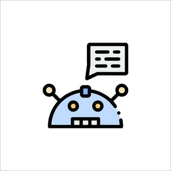 A robot with a speech bubble and a speech bubble icon vector