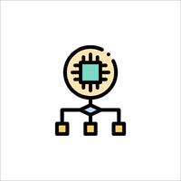 A computer chip icon on a white background vector