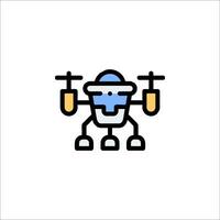 A robot with a helmet and a pair of scissors vector
