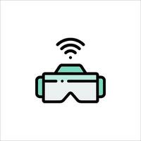 A virtual reality headset icon with a wifi symbol vector