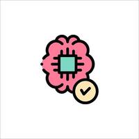 Brain icon with check mark vector
