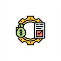 A green and yellow icon with a check box and money vector
