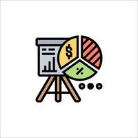 A business icon with a pie chart and a dollar sign vector