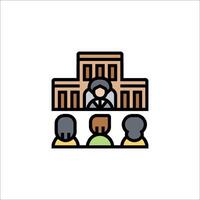 People in front of a building icon vector