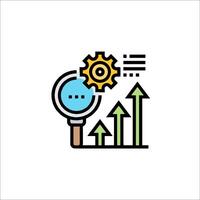 A magnifying glass and arrow pointing upward vector