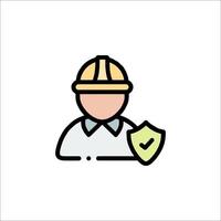 A man in a hard hat holding a check mark vector
