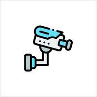 A blue and white icon of a camera vector