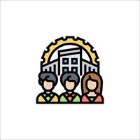 A group of people in front of a building vector