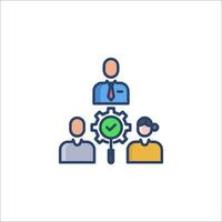 people in a business meeting with a clock icon vector