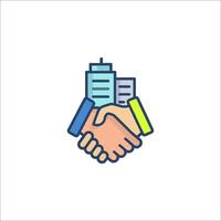 handshake icon with building in the background vector