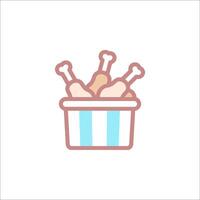 a basket full of chicken in a blue and white striped container vector