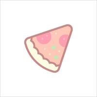 a slice of pizza with a pink and green color vector