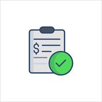 checklist icon with green tick and dollar sign vector