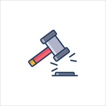 a judge hammer icon on a white background vector