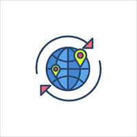 a globe with a pin pointing to it vector