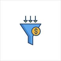 a funnel with dollar signs and arrows vector