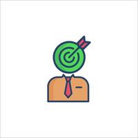 a man with a target on his head and a green arrow vector