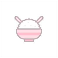 rice bowl icon with chopsticks on top vector