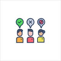 people with different colored icons on a white background vector