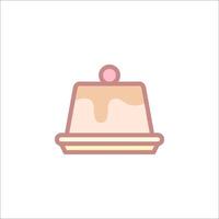 pudding icon in a square plate with a pink top vector