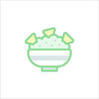 rice bowl icon with green and white lines vector