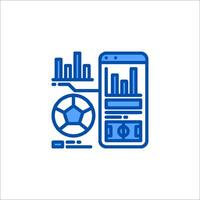 a smartphone with a soccer ball and a graph vector