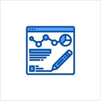 a blue icon of a pen and a graph vector