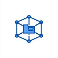 a blue icon of a folder with a file inside vector