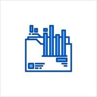 a blue icon of a folder with a bar graph vector