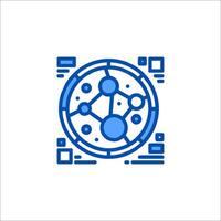 a blue and white logo with a circle and a line vector
