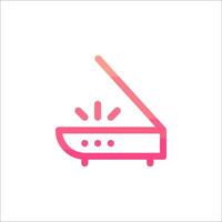 a pink and white icon of a printer vector