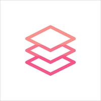 a pink and red logo with a stack of cubes vector