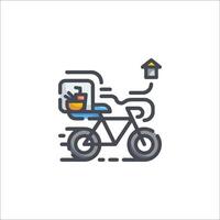 A bicycle with a box on the back and a bird on the side vector