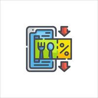 A smartphone with a fork and knife icon vector