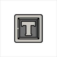 A letter t icon in a square box vector
