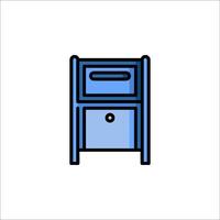 A blue cabinet with a drawer on top vector