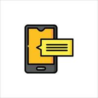A phone with a yellow envelope icon vector