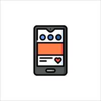 A phone with a heart on it and a message vector