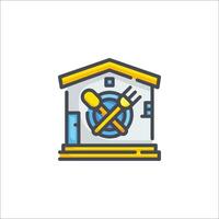 A house with a fork and knife icon vector