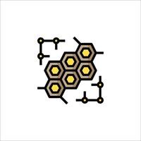 A honeycomb icon with a yellow and black background vector