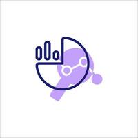 A purple icon with a graph and a circle vector
