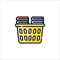A basket with laundry in it, with a colorful background vector