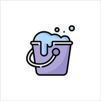 A bucket with a blue liquid in it and a bubble coming out vector