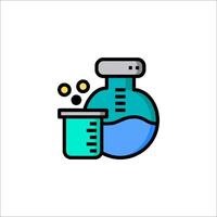 A laboratory flask with liquid and a beaker vector