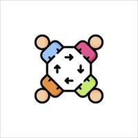 People in a circle with arrows pointing to each other vector