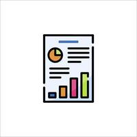 A document with a bar chart and a pie chart vector