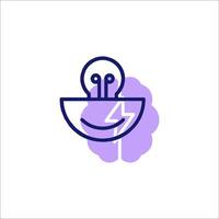 A purple light bulb with a brain inside it vector