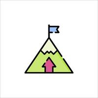 A mountain with a flag and arrow pointing up vector